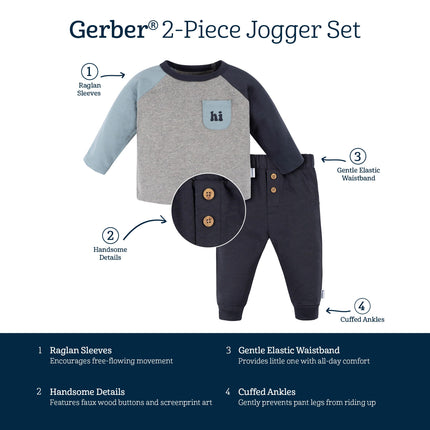 Gerber Baby-Boys Conjunto de ropa deportiva para bebé, Feliz, 3-6 meses