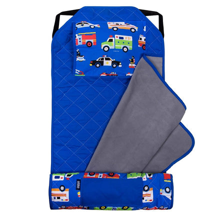 Wildkin Modern Nap Mat for Kids – Soft Cozy Cotton Blend with Pillow & Elastic Straps, Ideal for School & Travel - Heroes