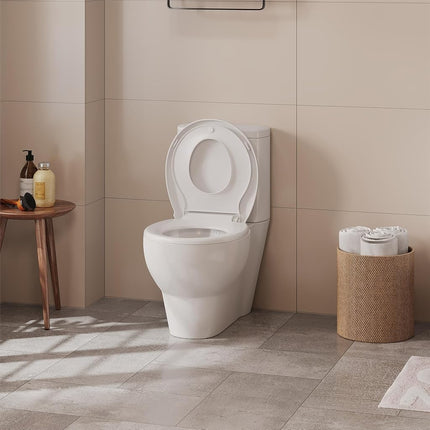 Round Toilet Seat with Toddler Seat – PP Quick Release Potty Training Toilet Seat Cover, White 2-in-1 Design for Children & Adult Toilets