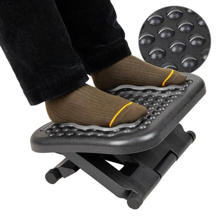 Repose-pieds Mind Reader, sous le bureau au travail, ergonomique, réglable en hauteur, bureau, plastique, 43,2 cm (L) x 33 cm (l) x 15,9 cm (H), noir