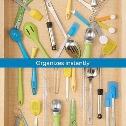 iDesign Linus Drawer Dividers, Plastic Drawer Separators in a Set of 2, Deep Drawer Organiser System, Clear