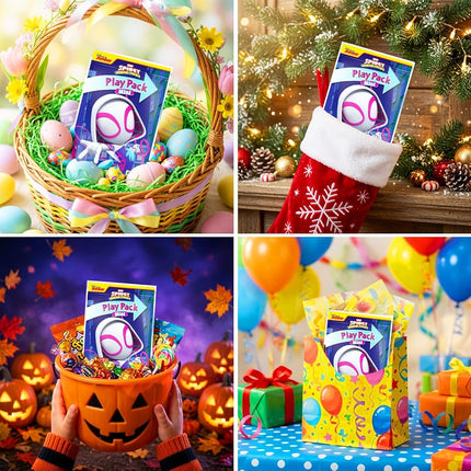 Marvel Spider Girl Gwen Stacy Mini Party Favors Set for Kids - Bundle with 24 Ghost-Spider Gwen Play Packs with Coloring Pages, Stickers, More (Spidergirl Birthday Party Supplies)