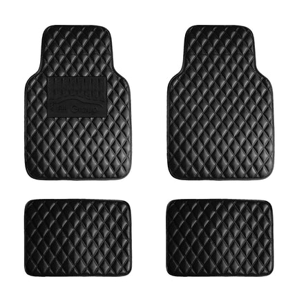 Automotive Floor Mats Black Luxury Universal Fit all season protection Heavy Duty Faux Leather fits most Cars, SUVs and Trucks (Diamond Design with High Tech 3D Anti-Slip Backing) FH Group F12002BLACK