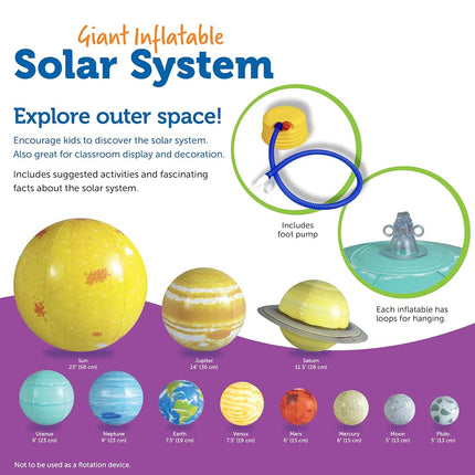Learning Resources Inflatable Solar System Set, Ages 5–10, Giant Space Display, Teaches Planet Order & Orbit