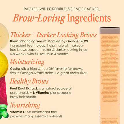 GrandeBROW 2-In-1 Tinted Brow Gel plus Brow Enhancing Serum - Dark by Grande Cosmetics for Women - 0.12 oz Eyebrow Gel