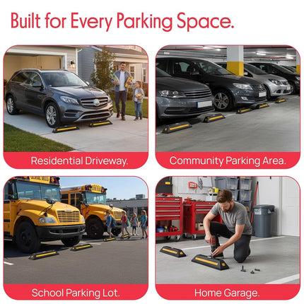 Pyle Vehicle Floor Stopper for Parking Safety 1PC, Curb Garage Mat, Heavy Duty Rubber, Parking Lot Driveway Stopper, for Car Vans Trucks