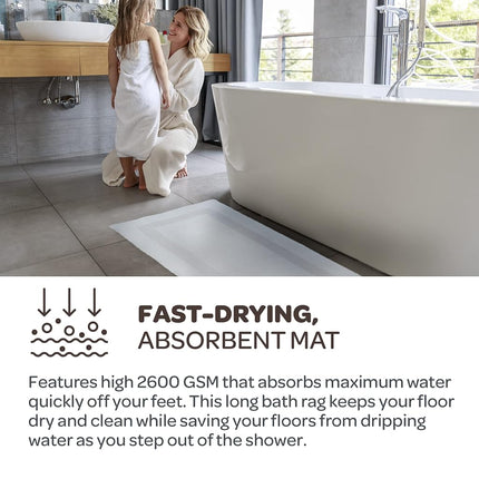 Alfombra de baño larga reversible Bedford Home 100% algodón - Blanco - 24x60