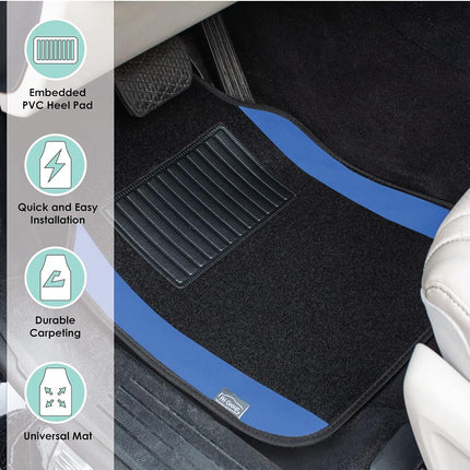 FH Group F14407BLUE Universal Fit Premium Carpet Blue Automotive Floor Mats fits most Cars, SUVs, and Trucks with Driver Heel Pad, Full Set
