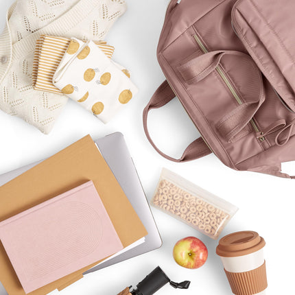 Skip Hop Diaper Bag Backpack: Mainframe Large Capacity Wide Open Structure with Changing Pad & Stroller Attachement, Dusty Rose