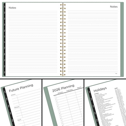Mead 2026 Planner, Weekly & Monthly, 15-Month, 8-1/2" x 11", Large, Basic, Sage Green (CRW6209326)