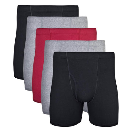 Gildan Men's Underwear Covered Waistband Boxer Briefs, Multipack, Black/Garnet/Graphite (10-Pack), Small (Pack of 10)