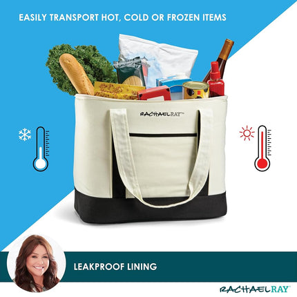 Bolso de lona térmico aislado Rachael Ray, color marfil