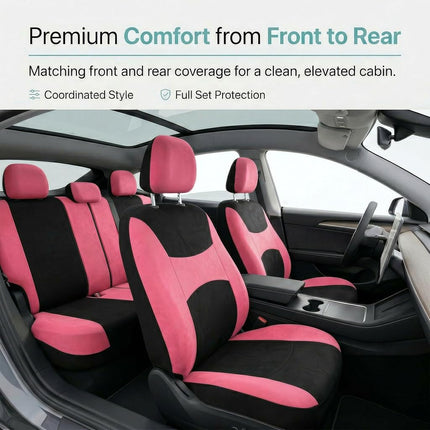 FH Group Automotive Seat Covers Pink Universal Fit Bucket and Bench Cover fits most Cars, SUVs, and Trucks (Full Set Airbag Compatible with Split Bench) FB030PINK115