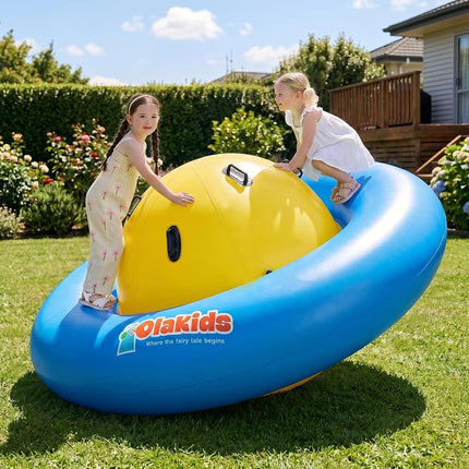 OLAKIDS - 8 FT Dome Inflatable Rocker, Outdoor Kids Rocker with 6 Safe Handles, Toddler Climbing Toy, Backyard Play Center Equipment