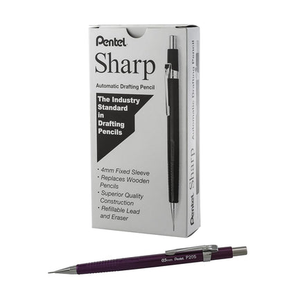 Pentel Sharp Mechanical Pencil, (0.5mm), Metallic Purple Barrel, Box of 12 (P205MV)