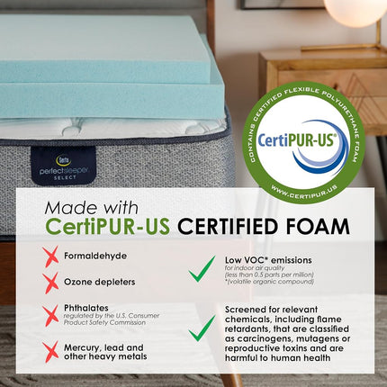 Surmatelas en mousse à mémoire de forme Serta ThermaGel, rafraîchissant et soulageant la pression, 5 cm, California King