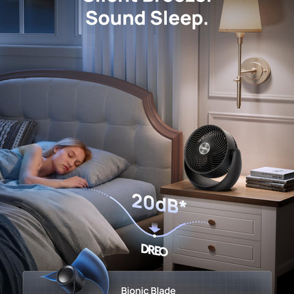 Dreo Desk Fan for Bedroom, 11 Inch Table Fans, 60ft Strong Airflow, 120° Vertical Manual, 3 Speeds, 28dB Quiet Air Circulator Fan，Black