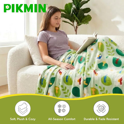 Nintendo Pikmin Game Throw Blanket 60 in x 46 in – Kids Soft Cozy Plush for Couch, Bed & Travel, (Officially Licensed Product) by Franco