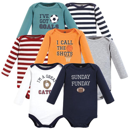 Lot de bodies à manches longues en coton unisexe Hudson Baby, rayures sportives, 12-18 mois