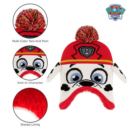 Conjunto de gorro y mitones de invierno Nickelodeon para niños, gorro de bebé Paw Patrol Chase Marshall para edades de 2 a 4 años, blanco/negro, 2-4T