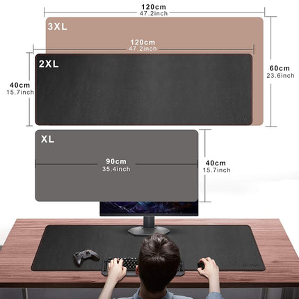 ZORESYN Extend Long Mouse Pad Black (120 x 40cm) - PU Leather Large Gaming Mousepad Desk Mat - Nonslip Base and Waterproof Desktop Keyboard Extended Mouse Mat