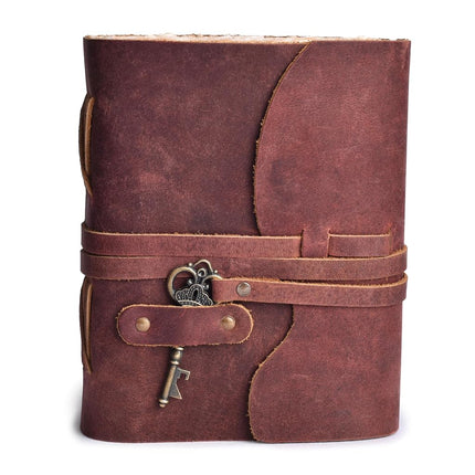 LEATHER VILLAGE Vintage Leather Journal Book of Shadows (8 inches X 6 inches, Beetroot Red)