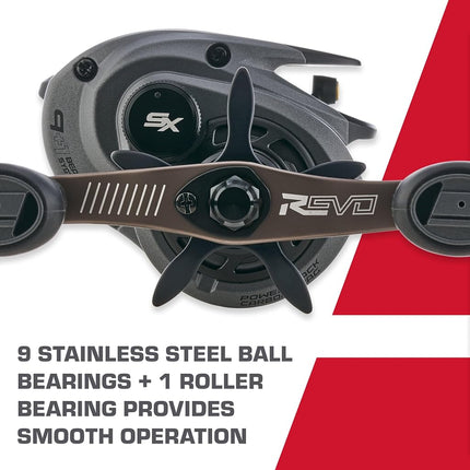 Abu Garcia Low Profile Baitcast Reel, Revo SX Low Profile Reels, Predator Fishing, Fresh water Angler, Perch, Pike, Zander, Black, Robust & Lightweight, 10+1 Bearing Count, Low Profile