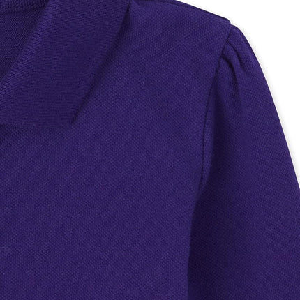 Polo de piqué con volantes de manga larga para niña pequeña The Children's Place, violeta intenso, 4T