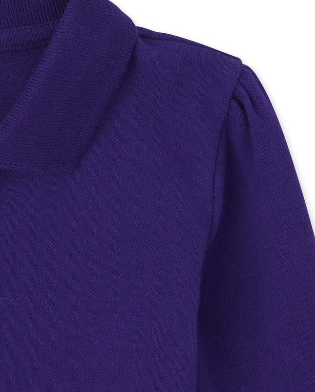 The Children's Place Toddler Girls Long Sleeve Ruffle Pique Polo, Regal Violet Single, 4T