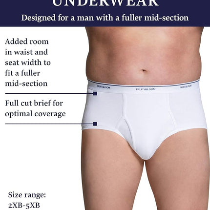 Fruit of The Loom Calzoncillos de algodón sin etiqueta para hombre, talla grande - Paquete de 6 - Blanco, XXG