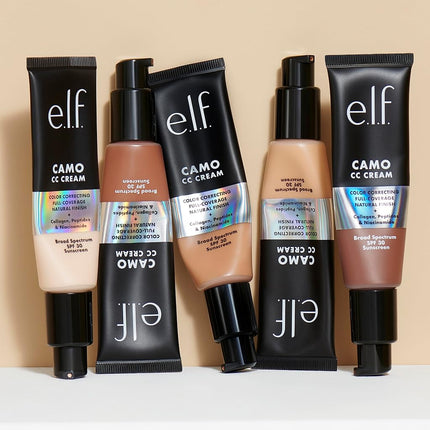 e.l.f. Camo CC Cream, Color Correcting Medium-To-Full Coverage Foundation with SPF 30, Deep 560 C, 1.05 Oz (30g)