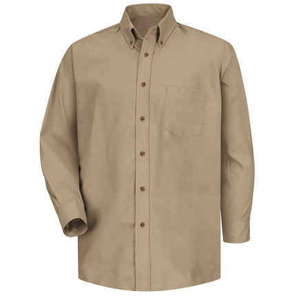 Camisa de vestir de popelina Red Kap para hombre, caqui, talla mediana