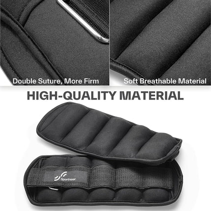 Sportneer Adjustable Ankle Weights 0.45-1.8kg for 2 Packs, Fitness Workout