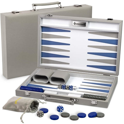 Backgammon Set for Adults, Luxury Premium Leather 