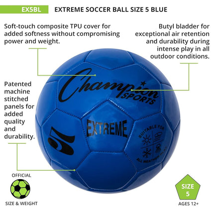Champion Sports EX5BL Extreme Soccer Ball Size 5 Blue
