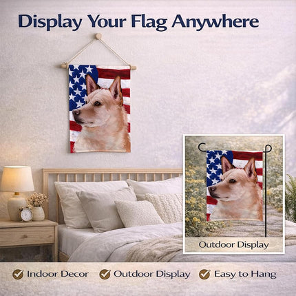 Caroline's Treasures CK6472GF Bandera de tamaño de jardín con bandera americana de perro de Canaán, pequeña, multicolor