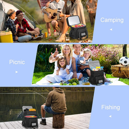 GLENKEY Double Deck Insulated Lunch Box, Expandable Large Lunch Bag Leakproof Cooler Bag Lunch Pail for Men Women Adults Work Shifts Travel Daytrip, 16L, Black