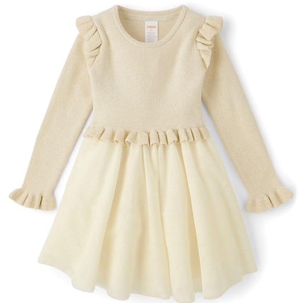 Gymboree Robe tutu à manches longues pour fille et bébé, blanc cassé, 10