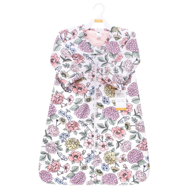 Hudson Baby - Saco de dormir de felpa de manga larga de piel sintética para bebé, manta usable, diseño Vintage Blossom, 0 a 6 meses