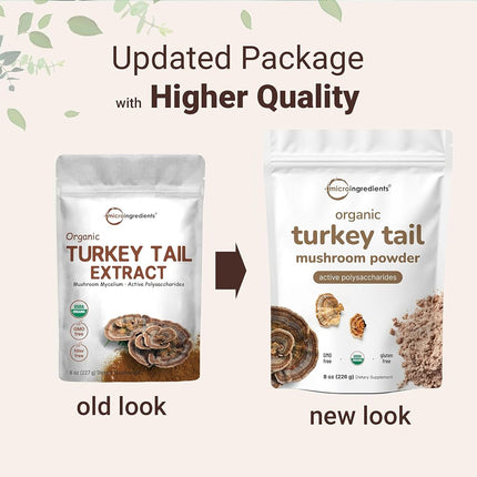 Sustainably US Grown, Organic Turkey Tail Mushroom Powder (50:1 Extract), 8 Ounce, Freeze Dried with Active Polysaccharides, Pure Turkey Tail Supplement, Supports Immune Response & Cellular Level
