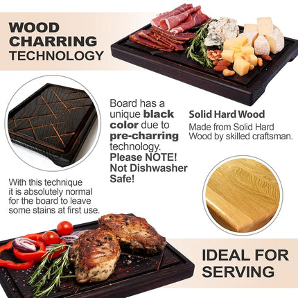 Teslyar Steak Board, Wooden BBQ Serving Platter, 30 x 20 cm