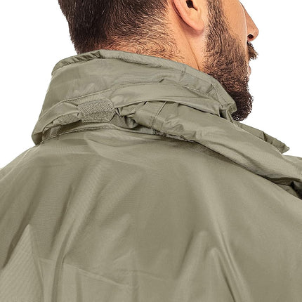 33,000ft Packable Rain Jacket Men's Lightweight Waterproof Rain Shell Jacket Raincoat with Hood for Golf Cycling Windbreaker, Khaki, Large