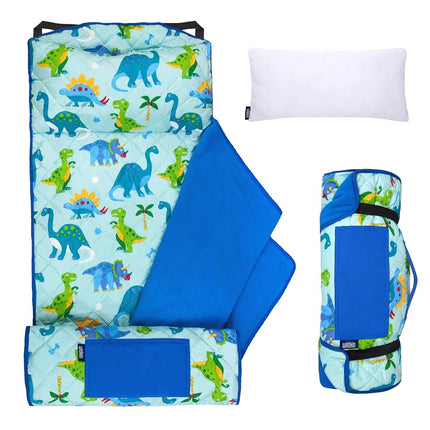 Wildkin Quilted Kids Nap Mat – Soft Microfiber with Pillow & Elastic Straps for School & Travel - Heroes