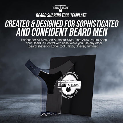 Beard Shaper & Beard Shaping Tool for Men, Beard Lineup Guide Template, Perfect for Styling and Edging, Includes Dual Action Beard Comb & Barber Pencil Liner