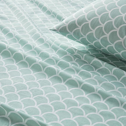 Comfort Spaces 100% Cotton Sheet Set Breathable, Lightweight, Soft with 12" Elastic Pocket Fits up to 14" Mattress, All Season Cozy Bedding, Matching Pillow Case, Twin XL Scales 3 Piece
