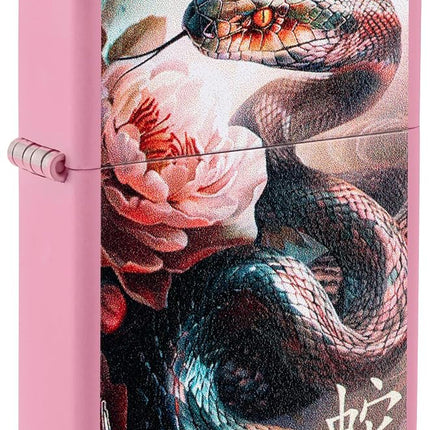 Zippo Mazzi® Snake and Flower Design Pink Matte Po
