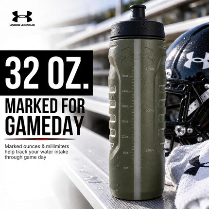 Under Armour Squeeze Water Bottles, 32 oz Water Bottles, Sideline Sports Water Bottle with Quick-Shot Lid, Quick & Easy Hydration, Gym Water Bottles, Squeeze Bottle, 1 32oz