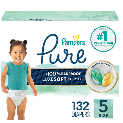 Diapers Size 5, 132 Count - Pampers Pure Protectio