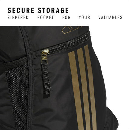 adidas Alliance Sackpack – Drawstring Backpack Small Bag for Men and Women, Black/Gold Metallic, One Size