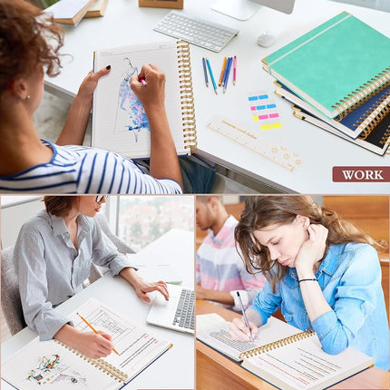 Spiral Notebook Journal 8.5” x 11”, 300 Pages Hardcover Leather Lined Journals for Women Men, A4 Large College Ruled Notebooks with 100 GSM Thick Paper, Spiral Journal for Writing Work School, Navy